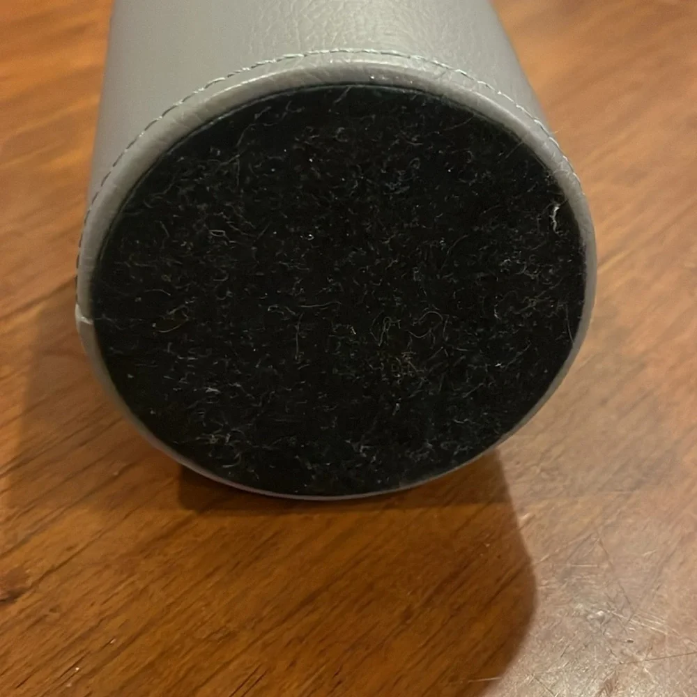 Pencil Pen Cup Holder Grey Gray Synthetic Leather